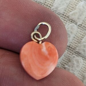 Vintage Heart Pendant Carved From Natural Angel Skin Coral